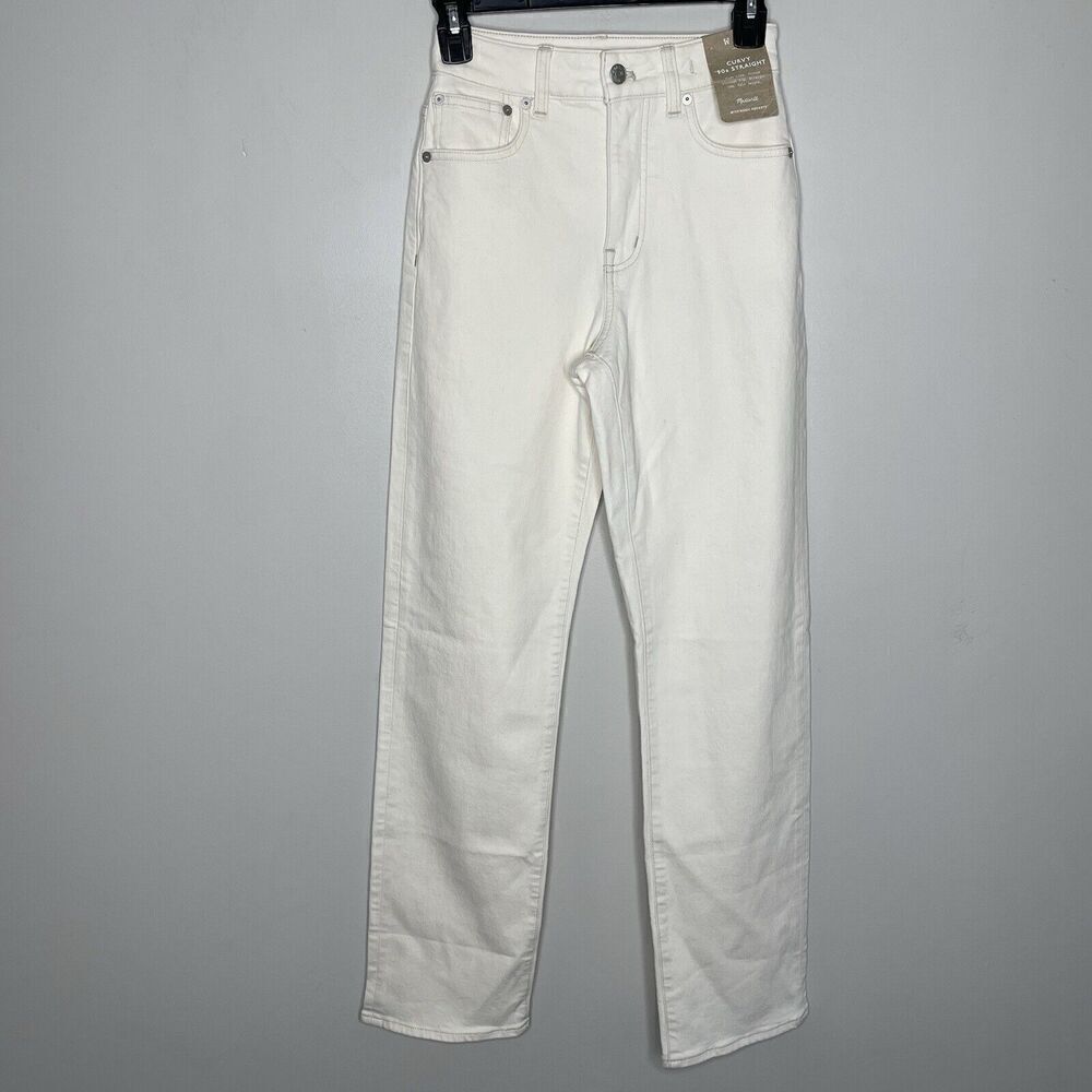 MADEWELL Jeans Women 23 Curvy 90s Straight NEW Full Length Ivory Stretch NO826